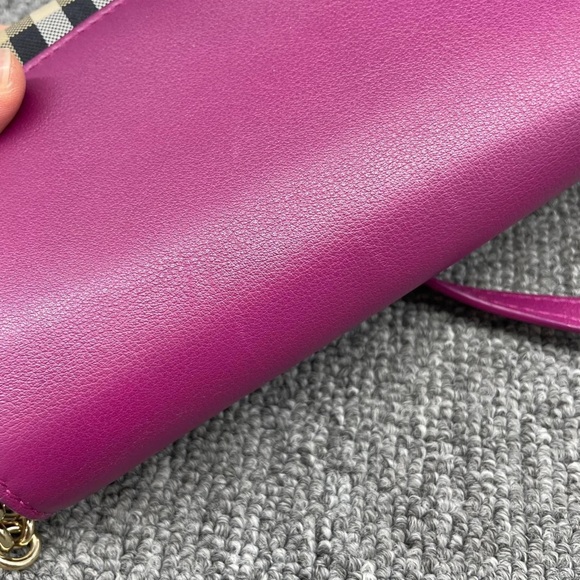 100% Authentic Burberry Henley Pink/Brown Leather Shoulder Bag - Picture 7 of 15